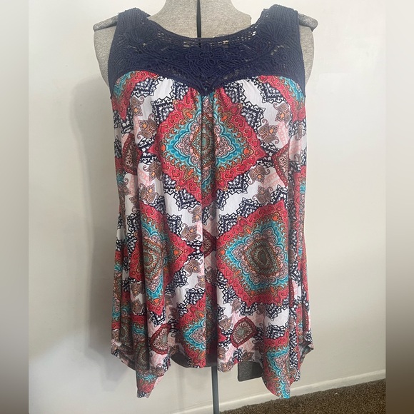 West Kei Tops - West Kei  Multi Color Sleeveless Tunic Blouse‎ Knitted Top Size X-Large